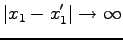 $\displaystyle \left\vert x_1-x'_1 \right\vert \rightarrow \infty$