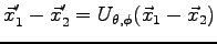 $\displaystyle \vec x_1' - \vec x_2' = U_{\theta,\phi} (\vec x_1 - \vec x_2)$